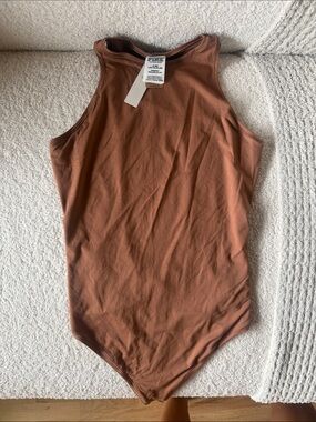 PINK Victoria's Secret Rust Brown High-Neck Tank Bodysuit